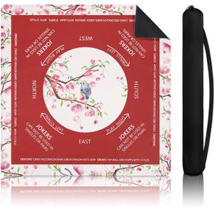 DEVPNR Mahjong Mat for Table with Black Carrying Bag, 32.6"x32.6", Red | Non-Slip Table Cover, Noise-Reducing, with Rules, Easy Storage, for American Mahjong, Poker, Card & Board Games