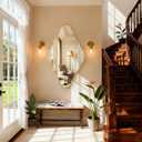 Dorlicecass Vintage Gold Scalloped Mirror 36"x20" Irregular Wall Mirror,Abstract Asymmetrical Brushed Aluminum Alloy Frame,Decorative Antique Wall Mirrors for Bathroom,Bedroom,Living Room,Entryway x1