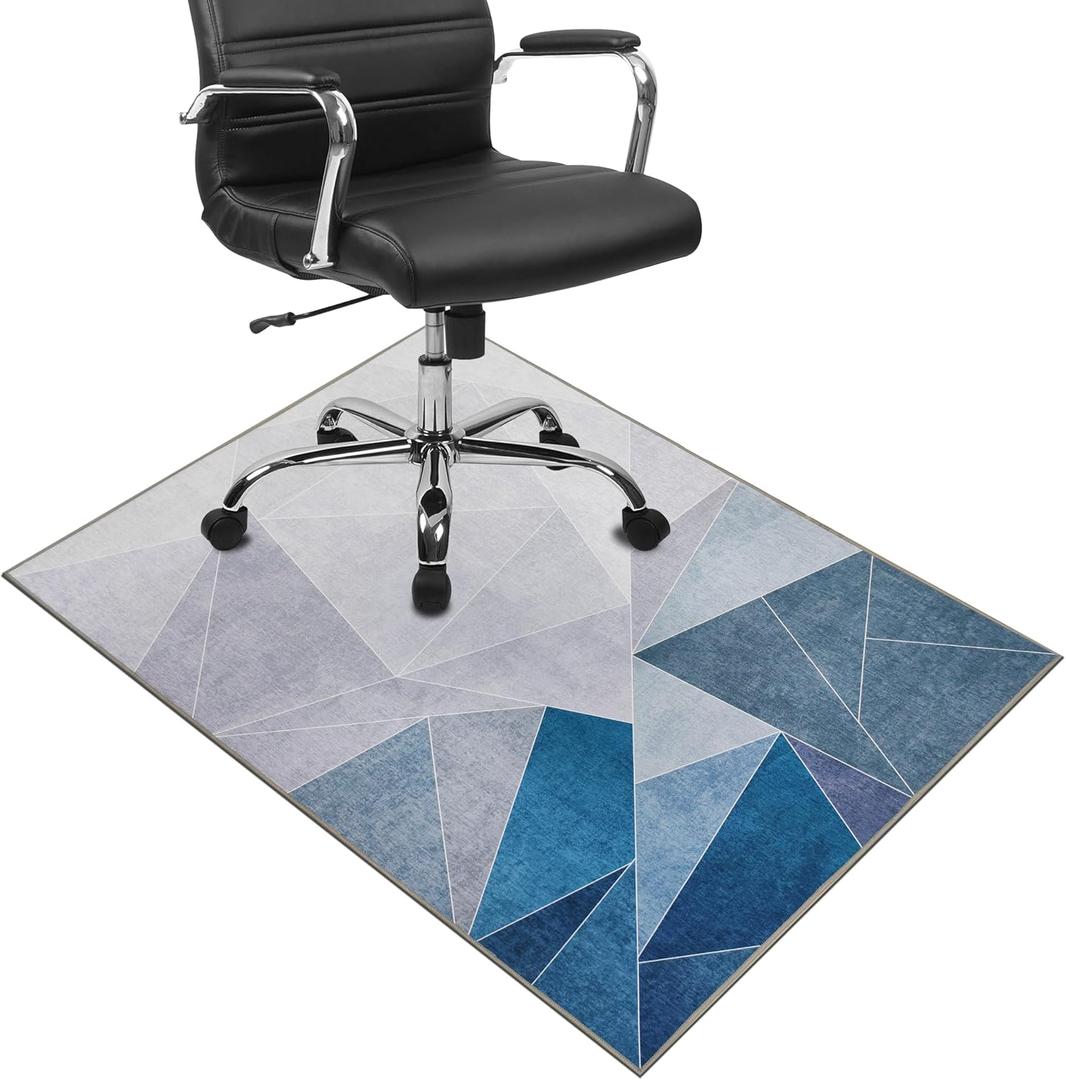 Office Chair Mat for Hardwood Floor,36"*48" Floor Mat for Office Chair,Rolling Desk Chair Mat - Anti-Slip Chair Mat for Laminate/Tile Floor Blue Grey