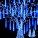 JJGoo 2 Pack Christmas Lights Meteor Shower Rain Lights 20inch, Totally 20 Tube 720 LEDs Icicle Light Outdoor Raindrop Light for Xmas Halloween Wedding Party Tree Holiday Decoration,Blue