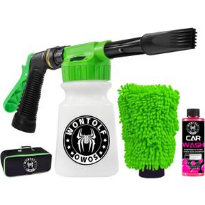 Wontolf Car Wash Foam Gun Foam Cannon Sprayer Kit with Car Wash Soap, Microfiber Car Wash Mitt, Storage Bag - Car Wash Kit - Snow Foam Blaster - Connects to Garden Hose - Car Accessories for Men