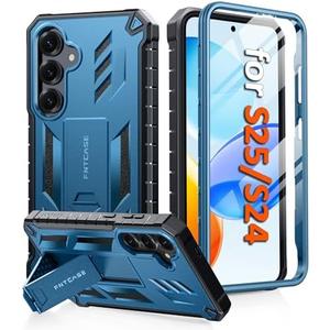 FNTCASE for Samsung Galaxy S25 Case: for Samsung Galaxy S24 Case Military Grade Drop Proof Protection Cover with Kickstand | Matte Rugged Shockproof Protective Sturdy Mobile Phone Case (Blue)