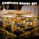 Chafing Dishes for Buffet Set,4 Pack 6QT, Easy 30-Second Lid Assembly Stainless Steel Food Warmers for Catering, Parties & Events, Gold Colors Chafing Dish Buffet Set