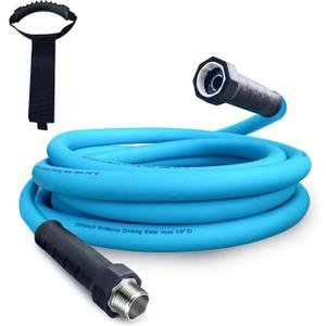 Cupohus RV Water Hose 10FT with Strain Relief Ends, Kink-Resistant Drinking Water Hose, 5/8''ID Potable Food Grade Hose with Storage Strap for RV, Marine, Camper, Truck, Car, Garden (Blue)