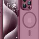 TOCOL Magnetic for iPhone 15 Pro Max Case, Upgraded Full Camera Protection, Compatible with Magsafe, Drop Protection, Translucent Matte Back Phone Cover 6.7 inchPlum