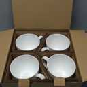 Chulan 22 oz Extra Large Bone China Cereal Mug Set of 4, Oversize White Ceramic Latte Mugs, Jumbo Soup Mugs Coffee Cups with Handles for Chocolate Cocoa Beverage Milk Salads Yogurt, Microwave Safe