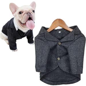 Dog Clothes Pet Plaid Suit Dog Tuxedo Costumes, Formal Gentleman Apparel Vest, Wedding Party Birthday Wear French Bulldog Pug Teddy Terrier Pup(Black Coat, XL)