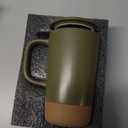 Mora Ceramics Large Tea Mug with Loose Leaf Infuser and Ceramic Lid, 18 oz, Portable, Microwave and Dishwasher Safe, Tall Coffee Cup - Rustic Matte Ceramic Glaze, Modern Herbal Tea Strainer, Olive