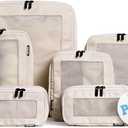 Aerotrunk Compression Packing Cubes for Travel - Luggage Organizer Bags - Double Zipper Packing Cubes for Suitcases (6-Pack, Beige)