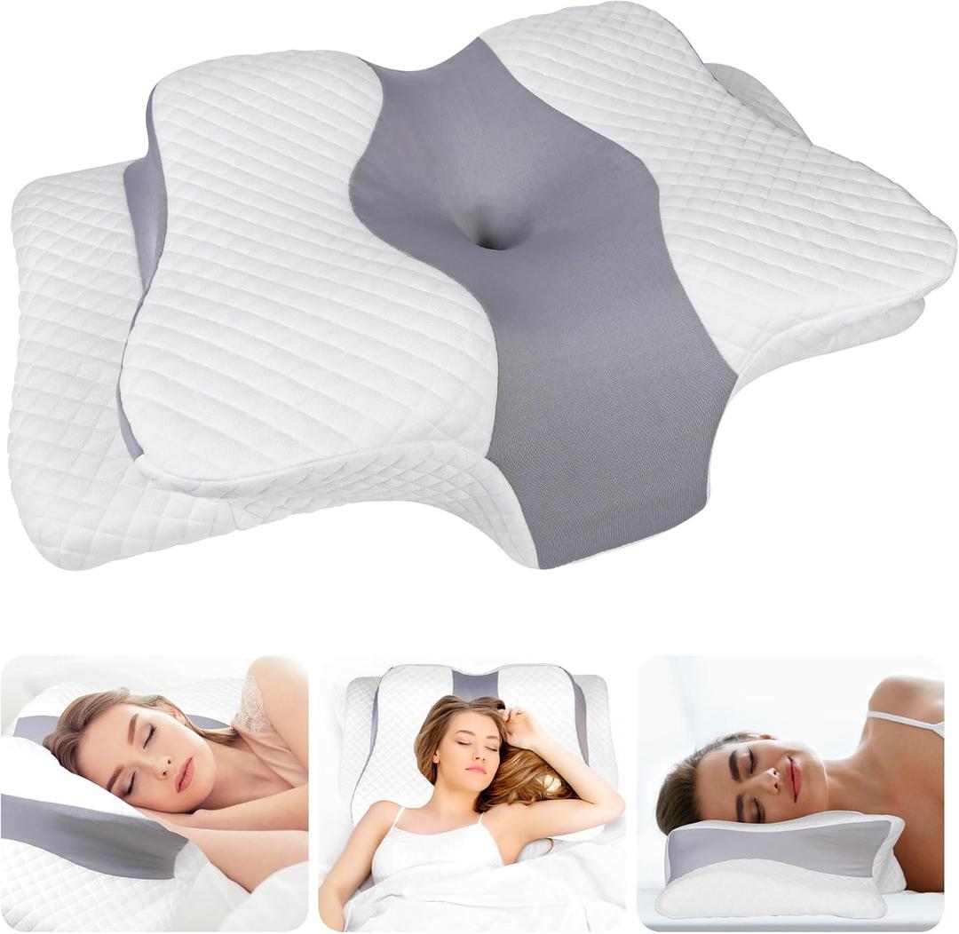 Ultra Pain Relief Cooling Pillow for Neck Support, Adjustable Cervical Pillow Cozy Sleeping, Odorless Ergonomic Contour Memory Foam Pillows, Orthopedic Bed Pillow for Side Back Stomach Sleeper (Queen, Grey)