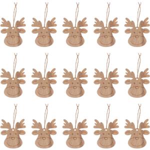 BESPORTBLE Holiday Decoration Pendants 20Pcs Paintable Wood Reindeer Ornaments with Jute Rope Rustic Natural Wood Slices for DIY Christmas Tree Craft Projects
