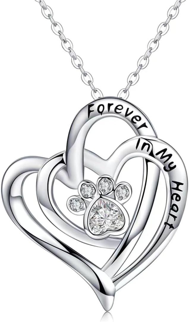 2 x Cynlsum Dog Memorial Gifts Remembrance Necklace: Loss of Dog Sympathy Gift- Personalized Pet Necklace for Women Pet Lovers Puppy Bereavement Gift Keepsake Passing Away Gifts (Stainless)