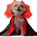 Halloween Cat Costume,Reversible Cape and Wig Set for Cats Dogs, Adjustable Red Black Witch Vampire Cruella Style Pet Outfit with Neck Strap