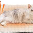 FUNNY FUZZY Self Warming Cat Bed, Waterproof Self Heating Pad for Cats & Dogs, Cozy Plush Warm Pet Mat with Removable Washable Cover - ThermoPad, 25.5"17.7", Cream White