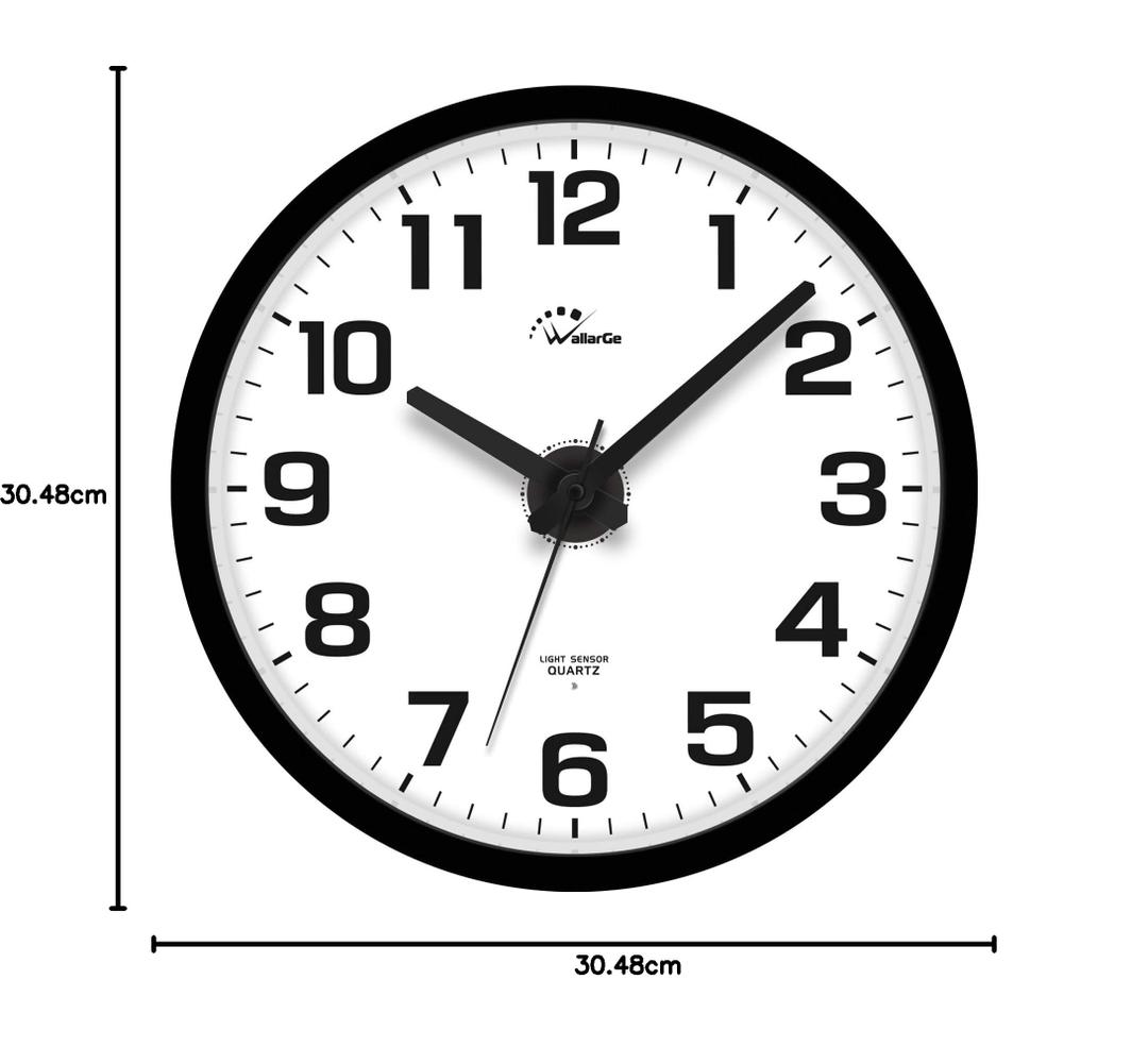 WallarGe Night Light Wall Clock for Bedroom - Silent Lighted up Wall Clock Glow in The Dark, Battery Operated for Living Room/Kitchen, Easy to Read Large Digital Display, 12 Inch