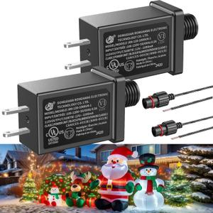 2Pack 12V 1.5A Replacement Yard Inflatables Adapter with 10ft Extension Cords, Low Voltage 18W Class 2 Power Supply, IP44 Transformer for Christmas Inflatables, LED Lights, Indoor Outdoor Decorations 2Pack 12V 1.5A Replacement Yard Inflatables Adapter with 10ft Extension Cords, Low Voltage 18W Class 2 Power Supply, IP44 Transformer for Christmas Inflatables, LED Lights, Indoor Outdoor Decorations