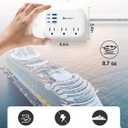 6 USB(3 USB C) Power Strip- Travel Power Strip with 6 USB Desktop Charging Station 24W/4.8A and 3 Outlets, 5Ft Flat Plug Braided Extension Cord, Non Surge Protector for Cruise Ship Travel Office Dorm