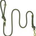 Sunraymascota 5FT No Pull Dog Leash for Medium Large Dogs  Rope Leash with Non Slip Handle & Metallic GoldenToned Carabiner Clip (Misty Green)