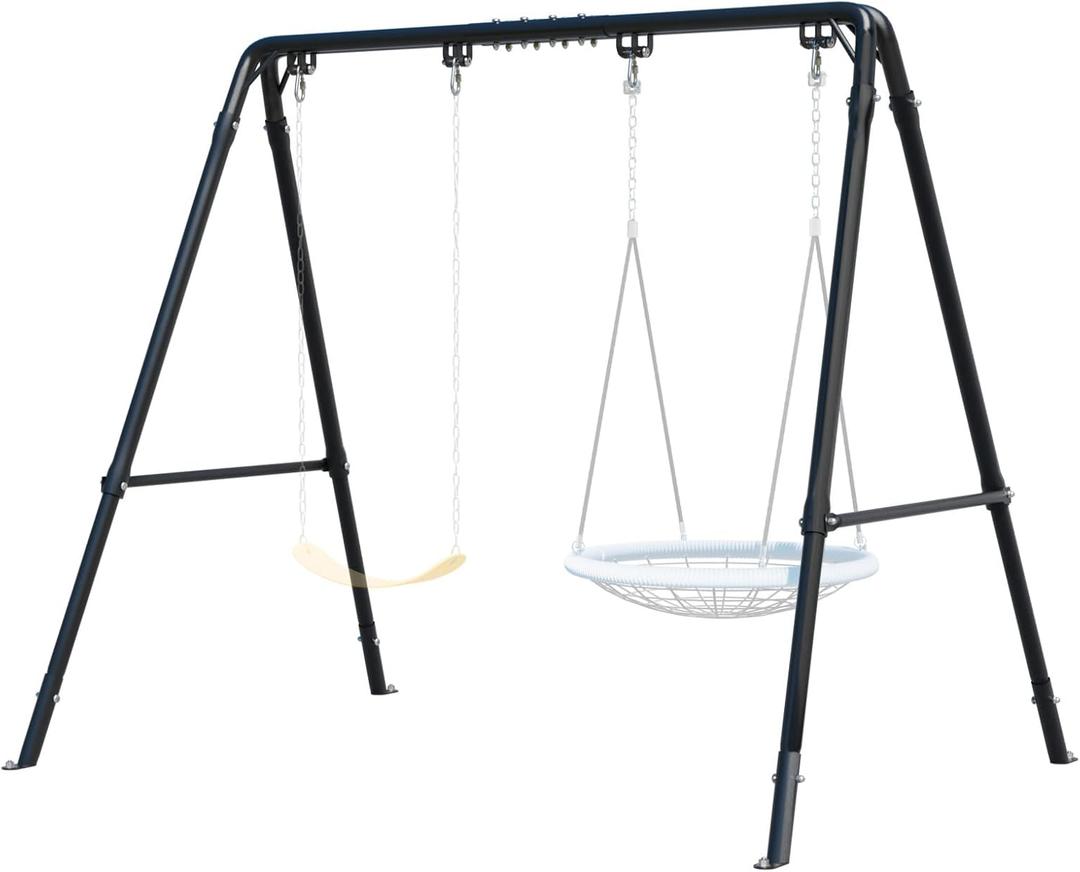 TOCRETOARE Porch Swing Stand - Heavy Duty Porch Swing Frame Outdoor with Adjustable Height, Powder Coated A-Frame Metal Swing Stand, Holds Up to 440lbs, Fits for Patio, Garden, Backyard