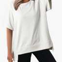 Dokotoo Oversized T Shirts for Women Crewneck Short Sleeve Casual Summer Tops Lightweight Loose High Low Blouse Large