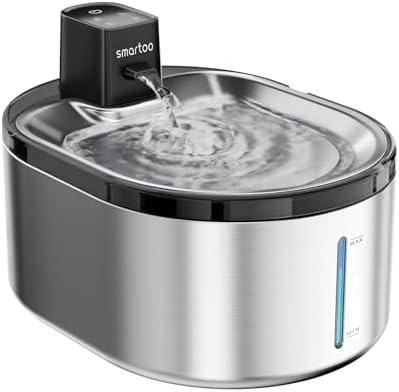 Smartoo Wireless Cat Water Fountain Stainless Steel, 152oz/4.5L Cat Fountain Battery Operated, Cordless Pet Water Fountain for Cats & Dogs with Motion Sensor, Ultra Quiet Pump, Multi-Filtration