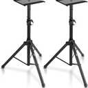 Pyle Adjustable Speaker Stand Pair Dual Studio Monitor Tripod with Metal Base, Anti-Slip Speaker Pads, Height Adjustment from 34 to 53 Ideal for Home, Studio, and DJ Use, 90 lbs Weight Capacity