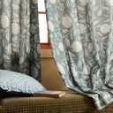 ISAENNE Vintage Gray Green Linen Cottage Curtains with Grommets,Semi Blackout Floral Home Decor Curtain for Living Room Kitchen Bedroom Window,2 Panels 53 Inches Wide by 79 Inches Long -Andrew