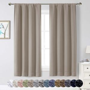 Stone Blackout Curtains for Bedroom Living Room 63 Inch Length 2 Panels Set, Soft Solid Room Darkening Thermal Insulated Window Treatments, Rod Pocket Dining Room Curtains, 40" Wx 63" L