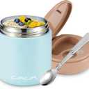 Insulated Food Jar for Kids - 15.2 Oz, Thermo for Hot Food, Soup Thermo, Insulated Food Container, Termos Para Comida Caliente, Width Mouth Stainless Steel Lunch Box with Spoon, Blue