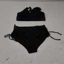 Blooming Jelly Women High Waisted Bikini Sets Tummy Control Swimsuits Color Block Two Piece Drawstring Bathing Suit (Medium, Black Mesh)