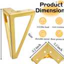 WRINGKIT 6 Inch Gold Furniture Legs Set of 4, Modern Metal Furniture Feet with Floor Protectors, Heavy Duty Table Dresser Legs for Cabinet Sofa Feet DIY Replacement, Max Load 1322 Lbs