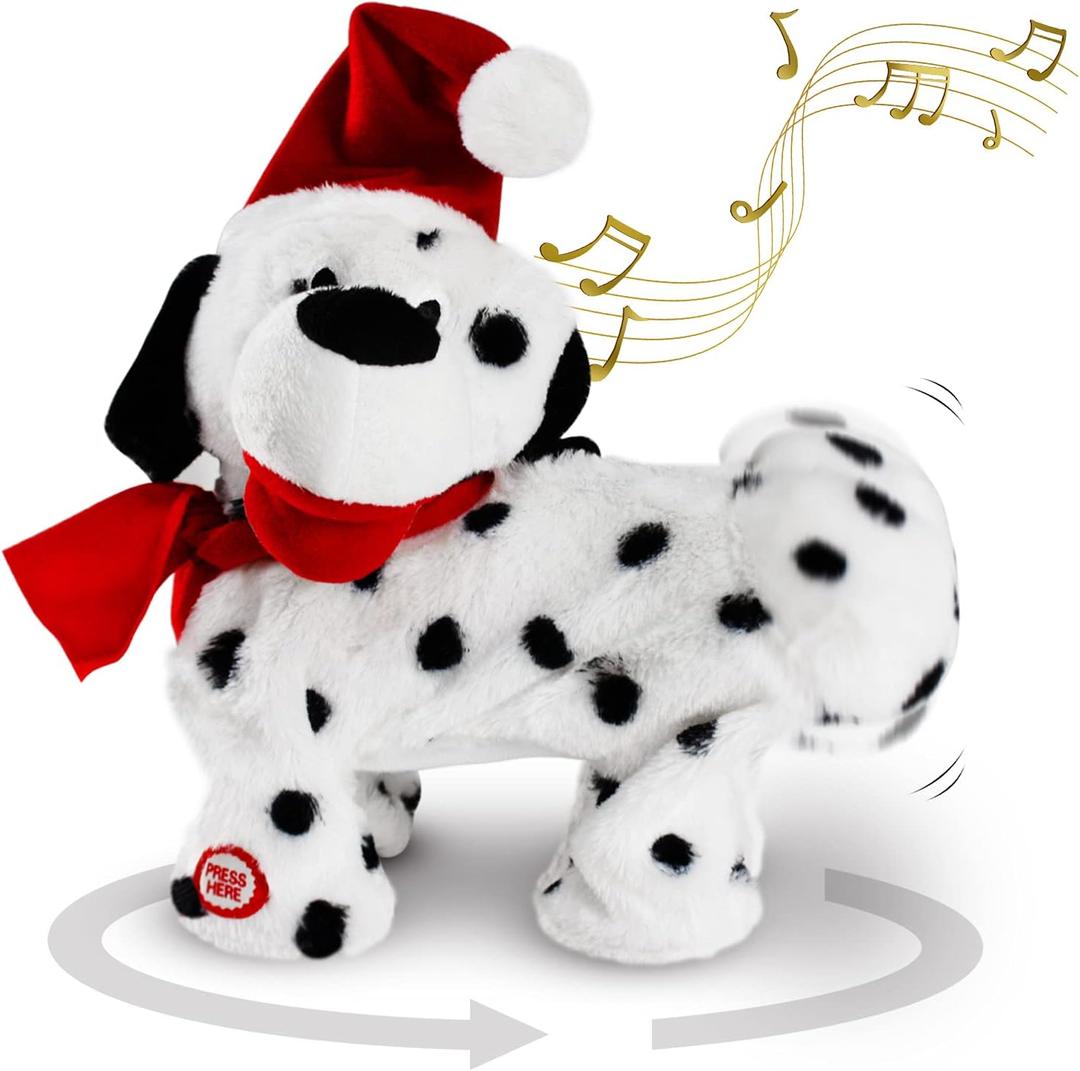 Shaking Santa Dog Toy, Singing and Dancing Plush Puppy, Animated Christmas Plush Toy, Funny Interactive Santa Claus Dog Figure, White Elephant Gift for Kids and Families, Holiday Holiday Decor
