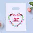 Joyhey 100 Count 7.8" x 11.8" Plastic Merchandise Bags, Shopping Retail Boutique Bags with Die Cut Handles - White Thank You
