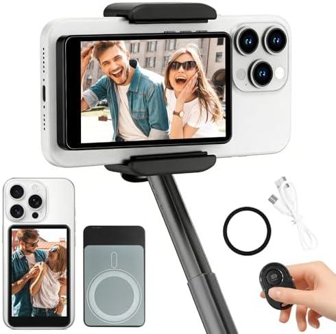 Selfie Monitor Screen for iPhone/Android,Magnetic Phone Vlog Selfie Screen with 1500mAh Battery&Bluetooth Remote,Wireless Back Camera Monitor for Live Streaming/TikTok (Black)