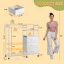 WLIVE White Dresser with Hanging Rack for Bedroom, 3 Drawer Dresser with LED Lights & Charging Station, Fabric Dressers & Chest of Drawers, Storage Organizer with Open Shelves for Living Room