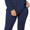 HBQ Women's Casual 2 Piece Outfits Long Sleeve Sweatsuits Drop Shoulder Tracksuits Biker Workout Jogger Sets (Large, Dark Blue)