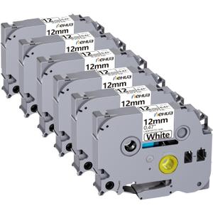 Hehua TZc-231 Label Maker Tape 12mm 0.47 White Compatible for Brother P Touch Label Tape 1/2", Tze Tz Tape 12mm 0.47 Laminated White Compatible for Brother Ptouch PTD210 D220 D400 D410 D600, 6 Pack