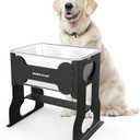 2.4 Gallon Elevated Large Dog Water Bowl,14" Raised Stainless Steel Bowl with Stand for Large Breed, Full Metal Dog Feeding Station for Relief Joint Pressure, Easy Clean for Indoor & Outdoor Uses