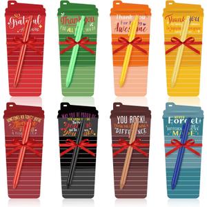 Kisston 16 Sets Coffee Cup Notepad with Pen Thank You Sticky Notes Motivational Sticky Notes for Christmas Party Gift Teacher Mother's Day Team Employee Appreciation(Novel Color)