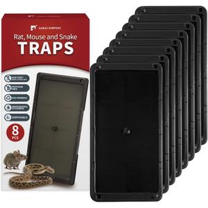 LULUCATCH Super Glue Traps 8 Pack for Mice & Snakes, Larger, Heavier Sticky Traps with Non-Toxic Glue. Sticky Mouse Traps Indoor, Easy to Set, Pet Safe Pest Control