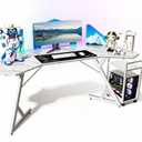 Semi-Enclosed Gaming Desk,Multi-Colored LED Lights,Headphone Storage Shelf,Mobile Storage Shelf for Computer Mainframe and Speakers,Suitable for Gaming Enthusiasts and Home Office Work