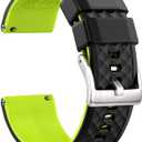 Ritche Christmas Gift Silicone Watch Bands 18mm 20mm 22mm 24mm Quick Release Rubber Watch Bands for Men, White Elephant Gifts, Stocking Stuffers For Men (Black / Fluorescent Green / Silver)