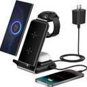 Wireless Charging Station for Samsung - Fast Charging Wireless Charger for Galaxy S23 Ultra/S23/S23+/Z Flip/Fold 5/4/3/iphone/Android Phones, Galaxy Watch 6/5 Pro/5/4/3 & Buds.(with 30W PD Adapter) (Black)