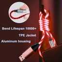 USB C Cable, 6ft Light up Type C Charger Fast Charging Led USB Type C Cord Compatible with iPhone 15,Samsung Galaxy S10 S9 S8 Plus, Note 10 9 8, LG V50 V40 G8 G7 (Red)