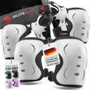 SKATEWIZ Kids and Adults Knee Pads and Elbow Pads Set with Wrist Guards for Roller Skating [6pc] - Skating Protective Gear for Roller Skates & Skateboard (M (Teen/Adult 16 years and older), WHITE)