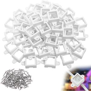 80 Pcs H705 LED Light Mounting Bracket Clip, Waterproof H705 LED Lights Mount Set with 160 Screws, Screw Mounting White Square Light Brackets for Outdoor Installation