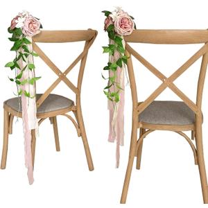 Lookein Set of 8 Pew Flowers for Wedding Ceremony Chair Decorations Bench Decoration Wedding Aisle Chair Decoration, Dusty Rose