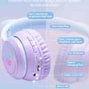 Cat Ear Bluetooth Headphones with Micphone for Kids & Adults, LED Light Up Wireless HI-FI Sound Quality, Over-Ear Headphones with Volume Control for iPhone/iPad/Laptop/PC(55H Play Time)