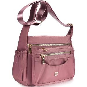 CAAORDKSO Messenger Bag for Women Nylon Waterproof Shoulder Purse Crossbody Bag Lightweight Travel Bag with Multiple Pockets