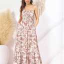 GRACE KARIN Summer Dresses for Women 2026 Vacation Boho Maxi Sundress (Orange, L)
